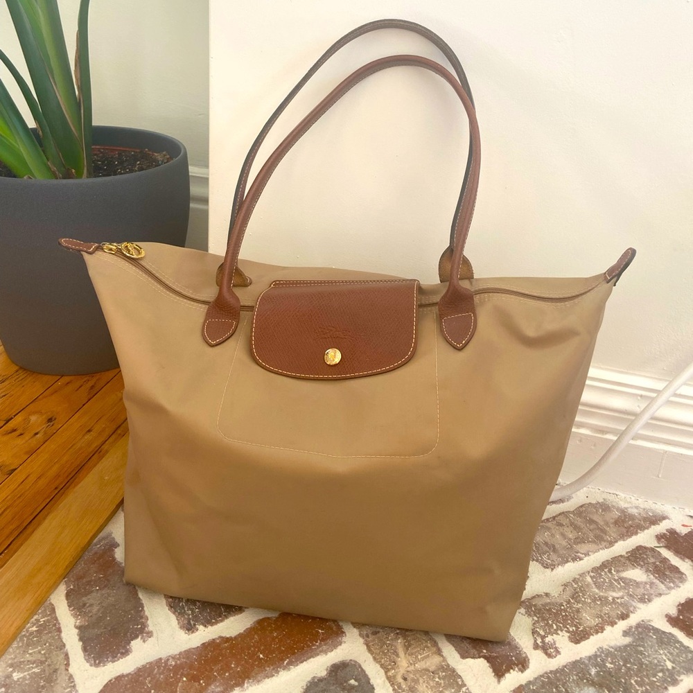 Longchamp Large Le Pliage Tote in Tan Color